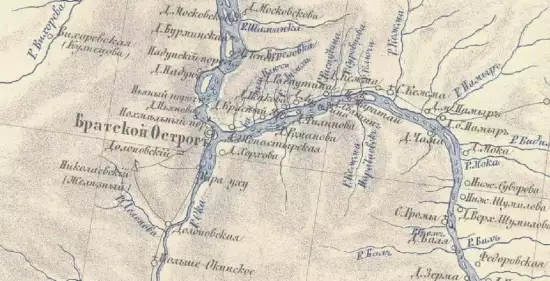 Карта речной области Амура, южной части Лены и Енисея, и острова Сахалина 1864 года -  речной области Амура, южной части Лены и Енисея (1).webp
