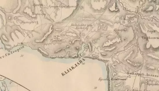 Карта Юго-Западной части Крыма с Севастополем 1854 год -  Крыма.webp
