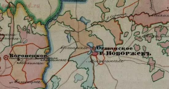 Карта Псковской губернии с показанием лесных пород и господствующих посевов 1852 года - screenshot_5067.webp