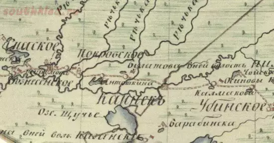 Карта Каинского уезда 1821 года -  Каинского уезда 40 верст (1).webp