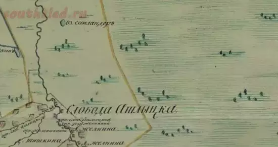 План Тобольского уезда Тобольской губернии 1798 года -  уезд 1798 3 версты юг об.webp