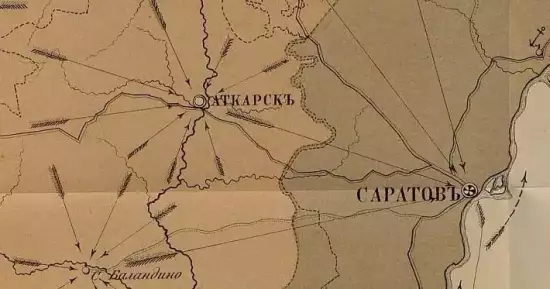 Карта Саратовской губернии с показанием почв и и движения хлебной торговли - screenshot_1027.webp