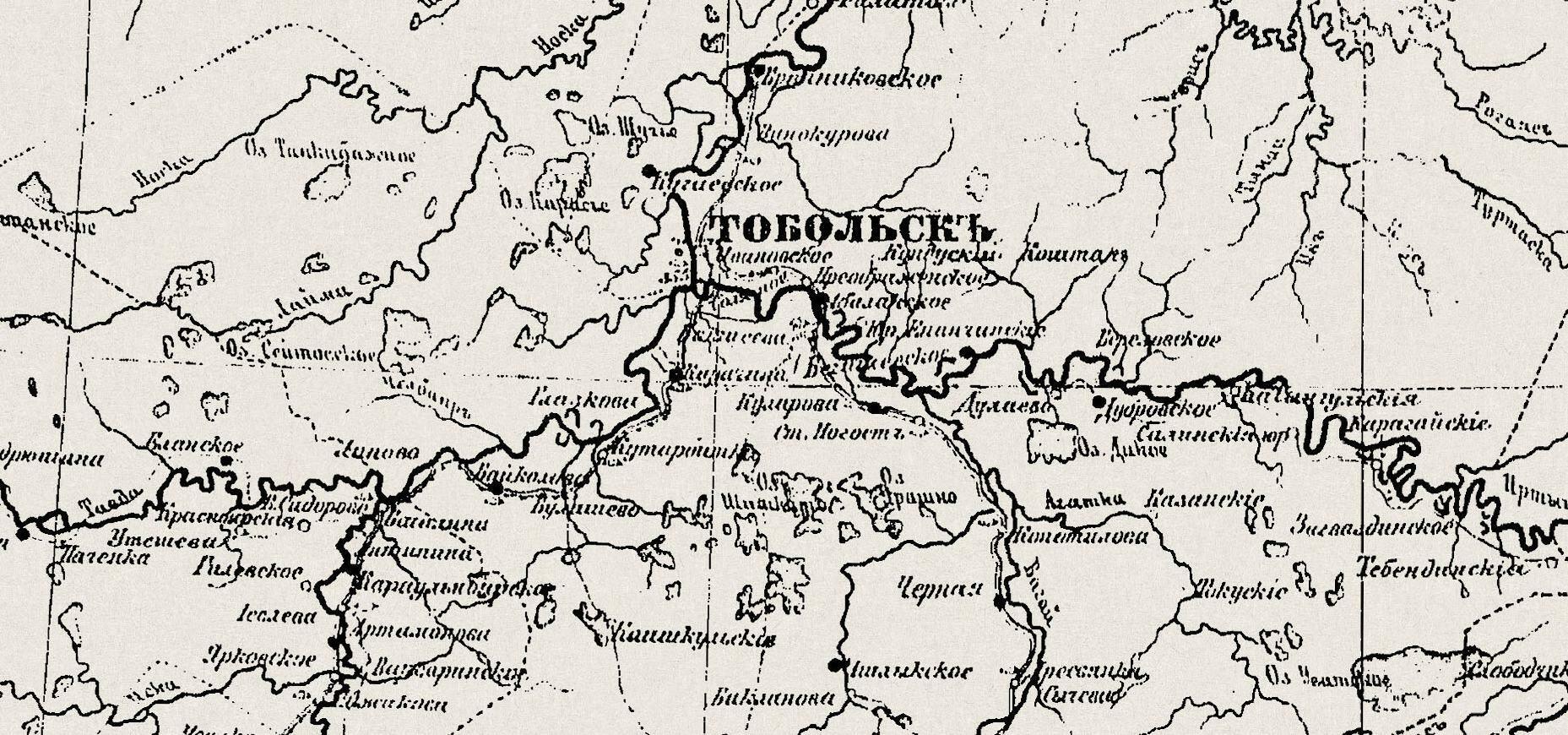 Тобольская губерния. Карта по годам.