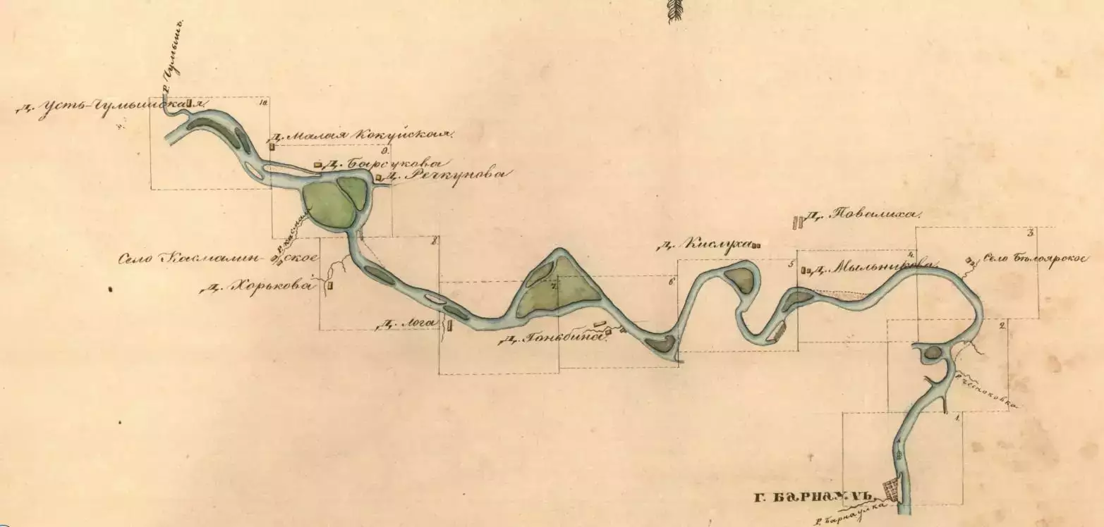 Части реки обь. Река Барнаулка на карте. Схема реки Чумыш. Река Чумыш на карте. Старинная карта реки Обь.