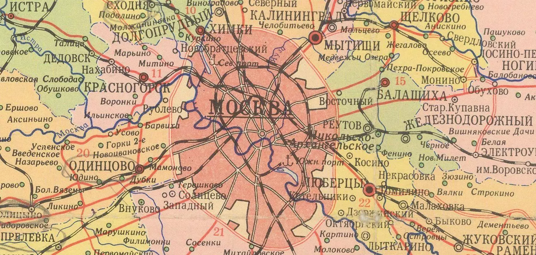 Карта Московской области по округам