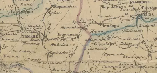 Карта Российской Империи с обозначением военных округов, сухопутных, водяных и телеграфных сообщений 1865 года - screenshot_3469.webp