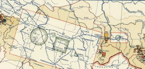 Карта Азиатской части СССР 1933 года. Мукомольная и крупяная промышленность и элеваторы - screenshot_3487.webp