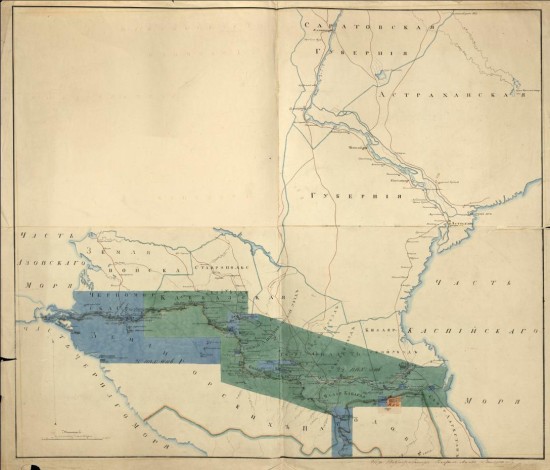 Карта Северного Кавказа с обозначением дорог в Поволжье и Днепровскую область 1830 год - screenshot_6383.jpg