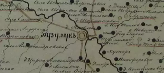 Карта Бузулукского уезда Самарской губернии 1854 года -  уезд Самарской губернии 1854 г (Копировать).webp