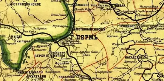 Карта Пермского уезда Пермской губернии 1909 -  уезд 1909г (Копировать).webp