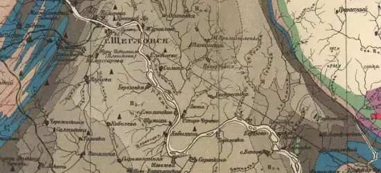 Геологическая карта Кузнецкого бассейна 1925 года -  карта Кузнецкого каменноугольного бассейна 1925 года (1).webp