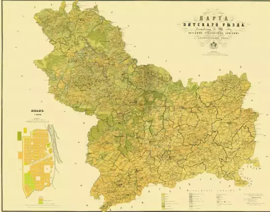 Карта Вятского уезда Вятской губернии 1886 год -  Вятского уезда Вятской губернии 1886 год.webp