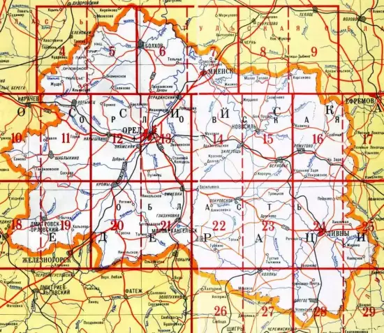 Топографическая карта Орловской области с привязкой Ozi - orl_listy.webp