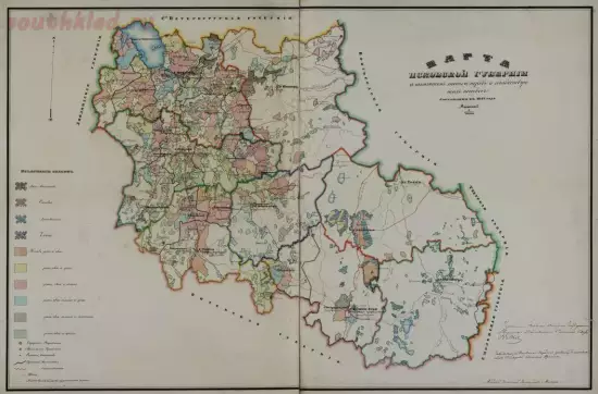 Карта Псковской губернии с показанием лесных пород и господствующих посевов 1852 года - screenshot_5066.webp