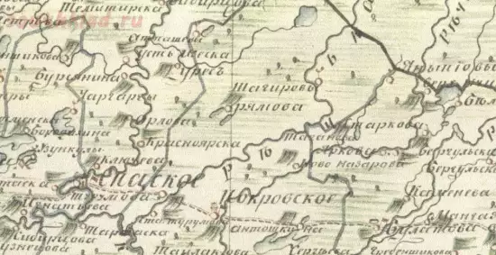 Карта Каинского уезда Спасское комиссарство 1821 года -  Каинского уезда Спасское комиссарство 20 верст (1).webp