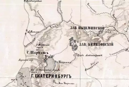 Карта Екатеринбургского горного округа -  Екатеринбургского горного округа 5 верст..webp