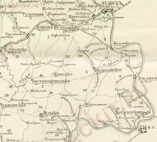 Карта Оханского уезда Пермской губернии 1884 год - ohansk-obr.webp