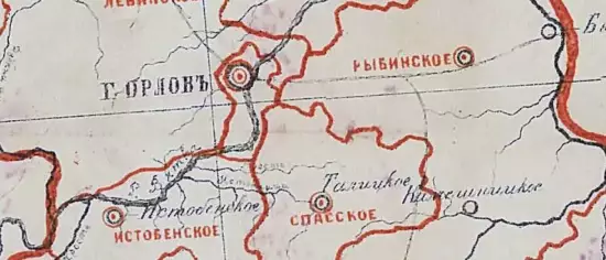 Карта Орловского уезда Вятской губернии с показанием сёл и волостных правлений 1876 года - screenshot_486.webp