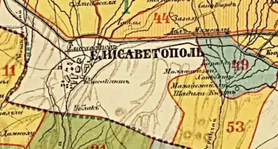 Карта Елисаветпольской губернии с показанием сельских обществ и распределения населения по вероисповеданию 1886 года - screenshot_1060.webp