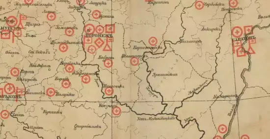 Карта Европейской России с показанием Красного Креста -  Европейской России с показанием учреждений общества Красного Креста (2).webp