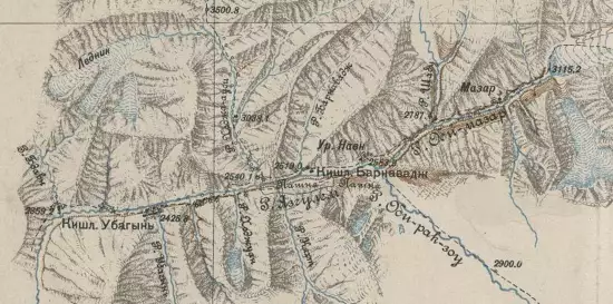 Карта ледника Федченко и верховий рек Таньмас, Язгулем, Ванч 1928 года - screenshot_2267.webp
