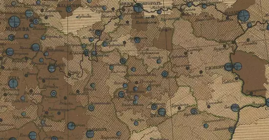 Карта Европейской России с показанием населения по уездам с городами 1880 года - screenshot_3030.webp
