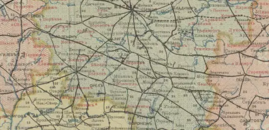 Карта Европейской России с показанием железных дорог и пароходных сообщений 1908 года - screenshot_3039.webp