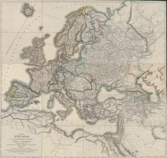 Карта Европы с пограничными частями Азии и Африки 1816 год - screenshot_3207.webp